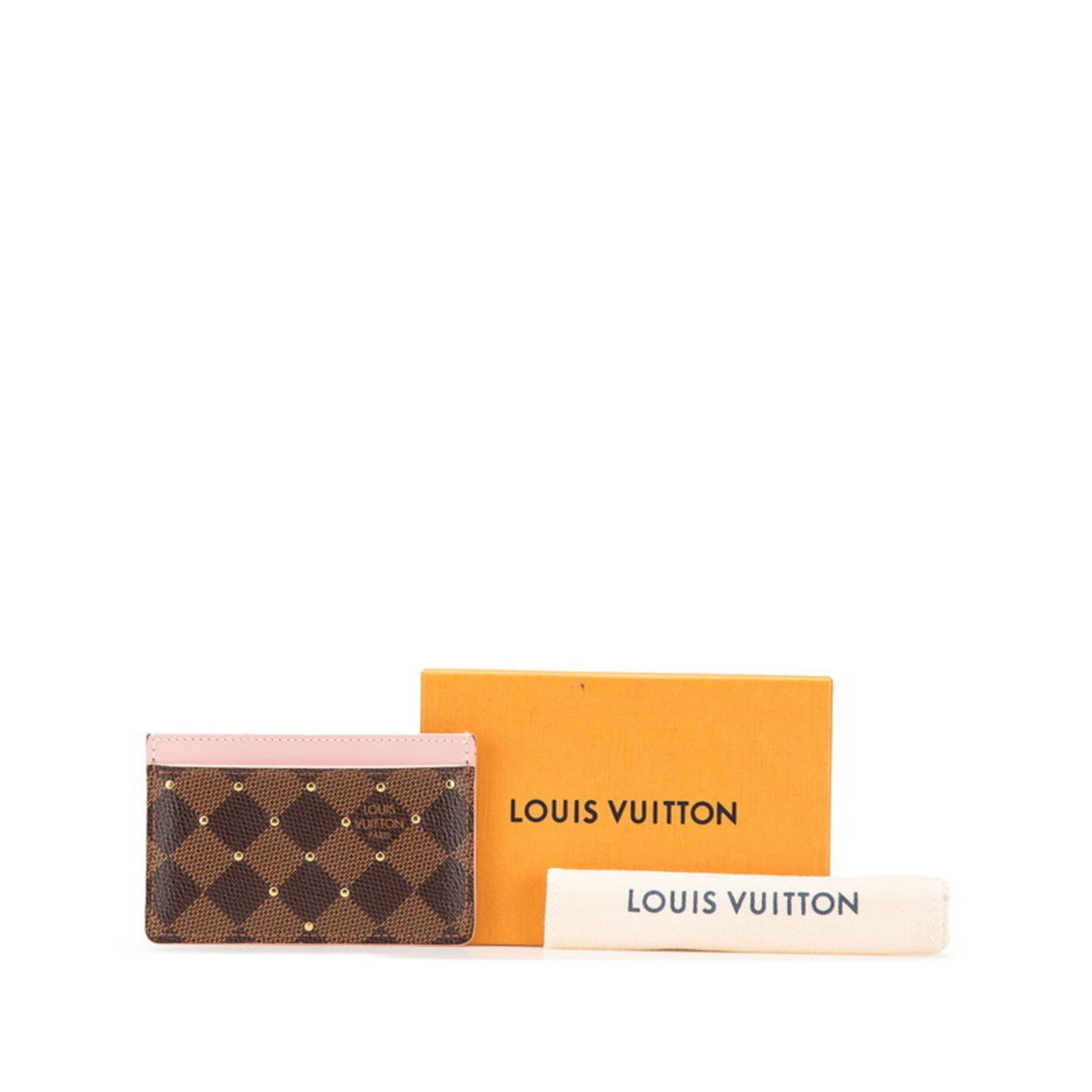 Louis Vuitton Louis Vuitton Damier Porte Carte Sample Studs Card Case N60248 Brown Pink PVC Leather Women's LOUIS VUITTON Size ONE SIZE - 10 Thumbnail