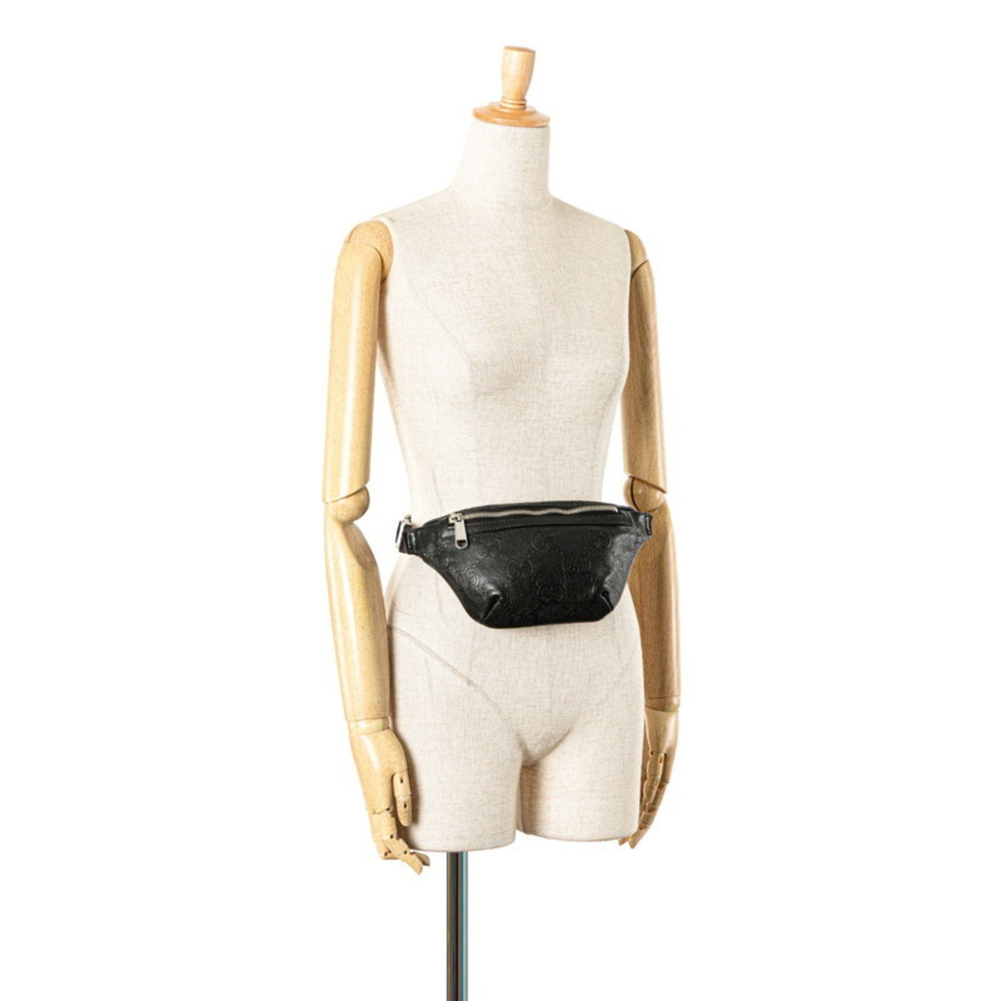 Gucci Gucci GG embossed belt bag, waist body bag 658582, black leather, women's. Size ONE SIZE - 10 Thumbnail