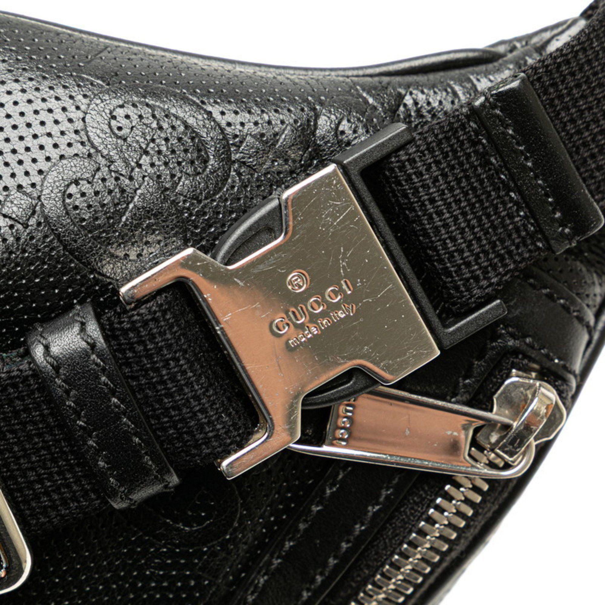 Gucci Gucci GG embossed belt bag, waist body bag 658582, black leather, women's. Size ONE SIZE - 4 Thumbnail