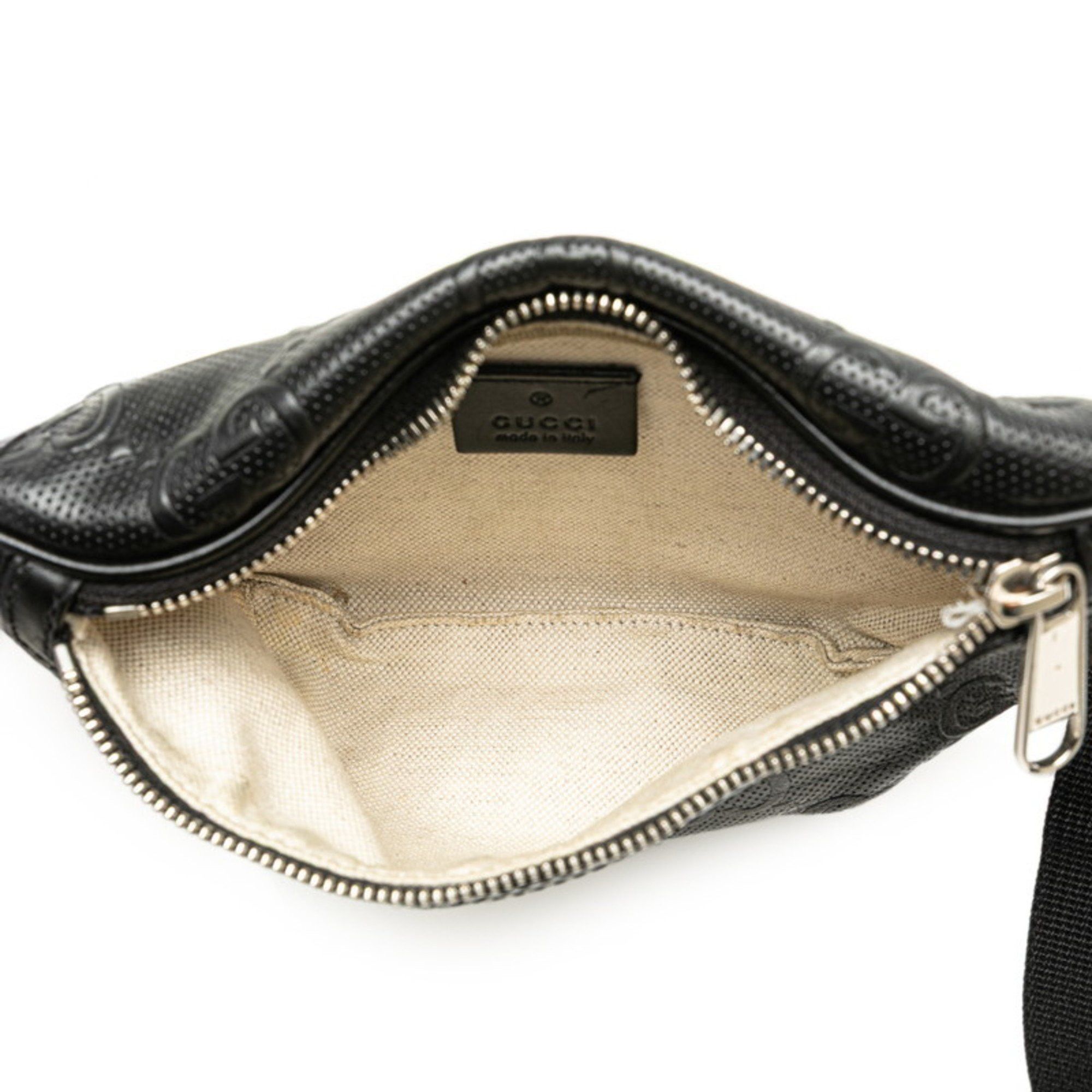 Gucci Gucci GG embossed belt bag, waist body bag 658582, black leather, women's. Size ONE SIZE - 7 Thumbnail