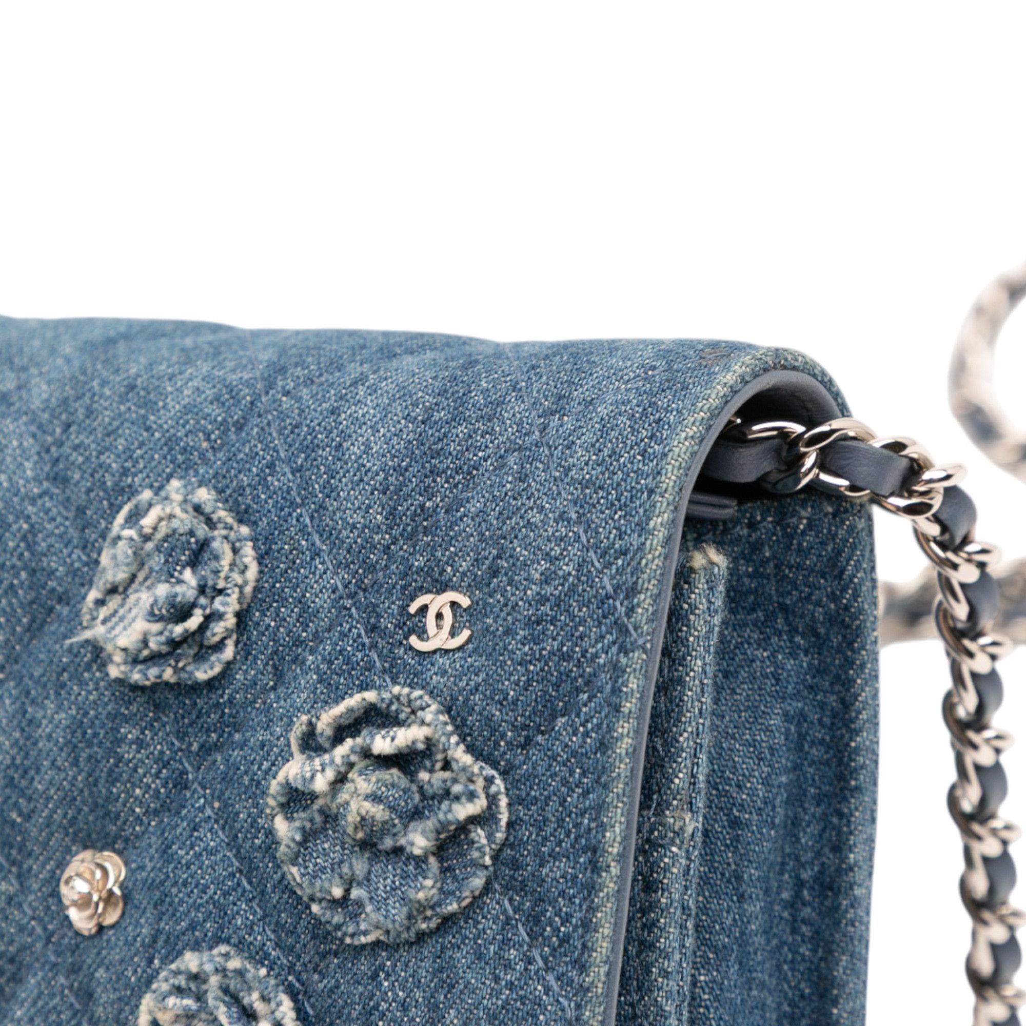 Chanel Chanel Quilted Denim Camellia Charms Wallet On Chain Size ONE SIZE - 12 Thumbnail