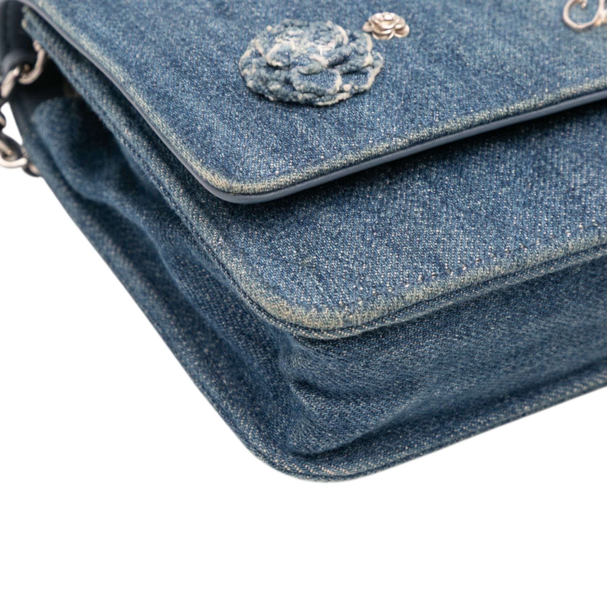 Chanel Chanel Quilted Denim Camellia Charms Wallet On Chain Size ONE SIZE - 8 Thumbnail