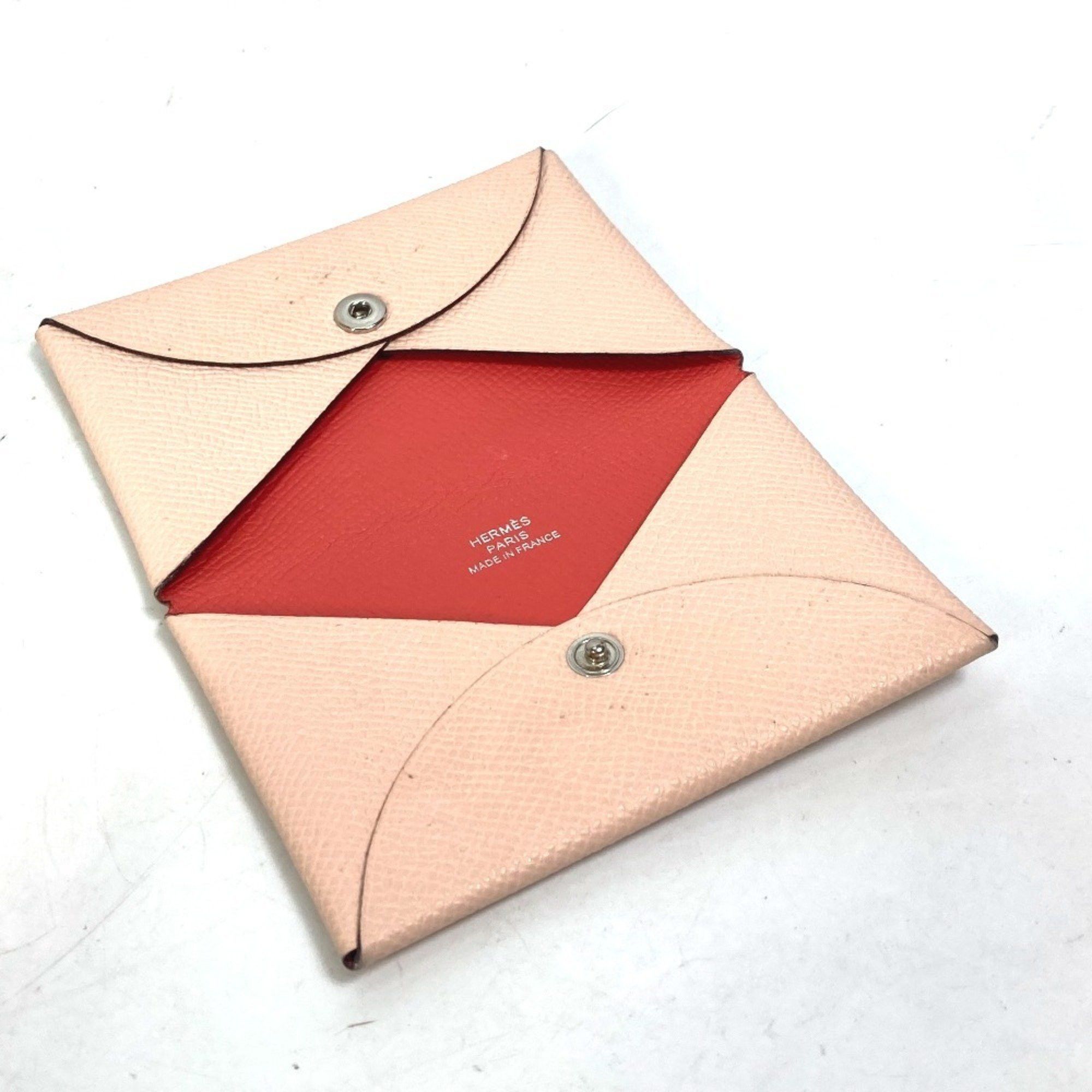Hermes HERMES Hermès Two-tone Calvi Verso Business Card Case, Bifold, Pass Epson, Women's, Pink Size ONE SIZE - 9 Thumbnail