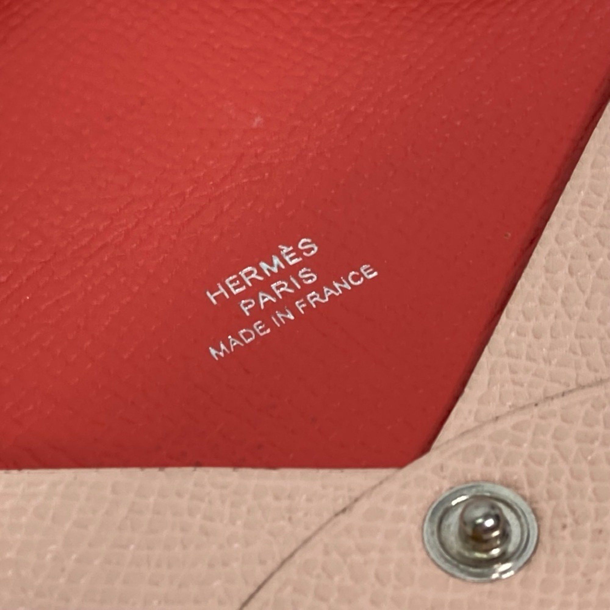 Hermes HERMES Hermès Two-tone Calvi Verso Business Card Case, Bifold, Pass Epson, Women's, Pink Size ONE SIZE - 10 Thumbnail