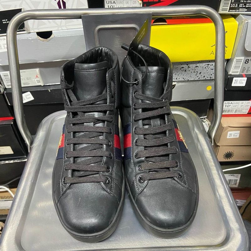 Gucci Gucci High-Top Leather Fashion Sneakers for Men 0079 Size US 6.5 / EU 39-40 - 2 Thumbnail