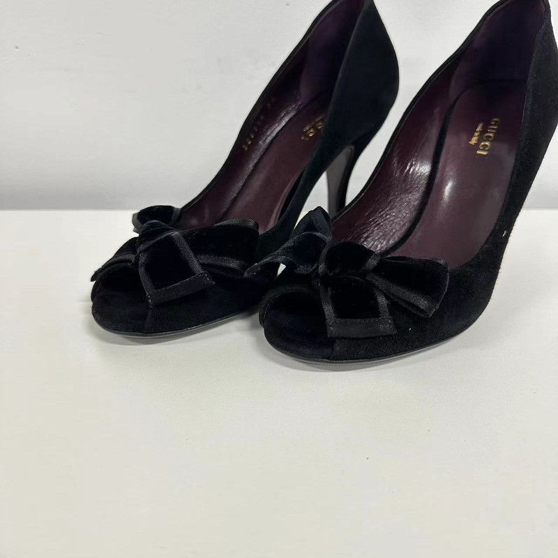 Gucci Gucci Black Suede Open-Toe High Heels 0079 Size US 6.5 / EU 39-40 - 3 Thumbnail