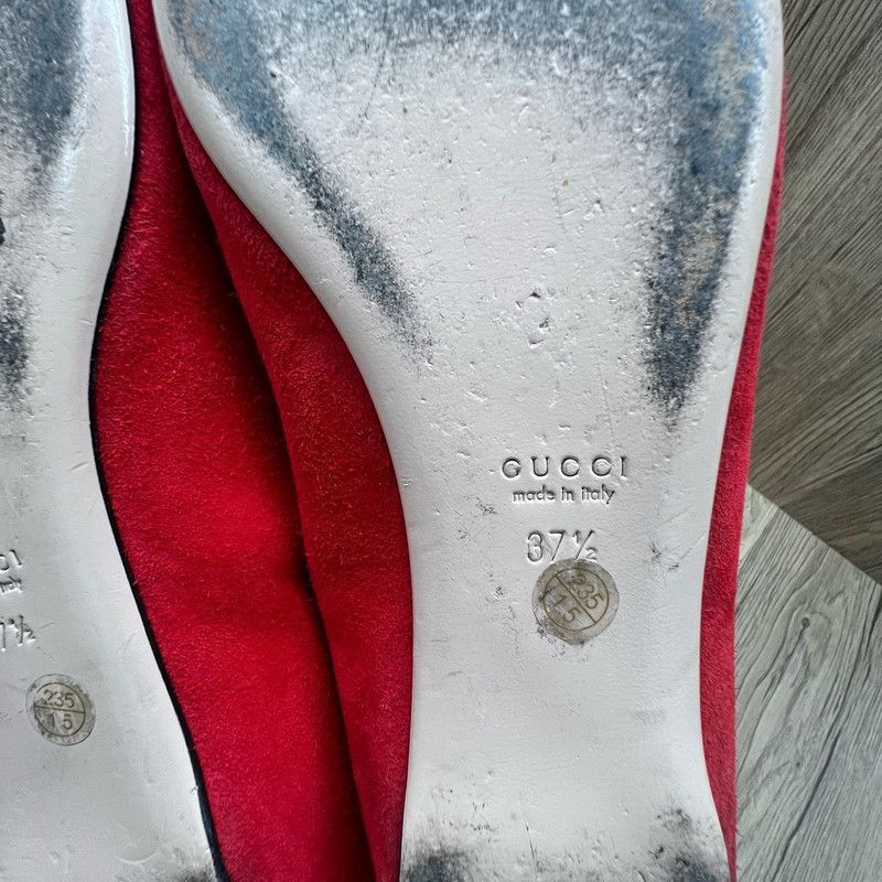 Gucci Classic Red Leather Double Tiger Flat Shoes 0079