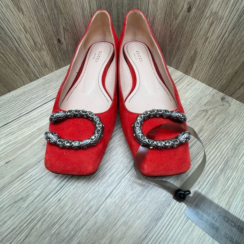 Gucci Classic Red Leather Double Tiger Flat Shoes 0079