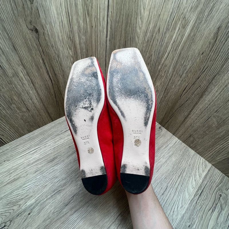 Gucci Classic Red Leather Double Tiger Flat Shoes 0079