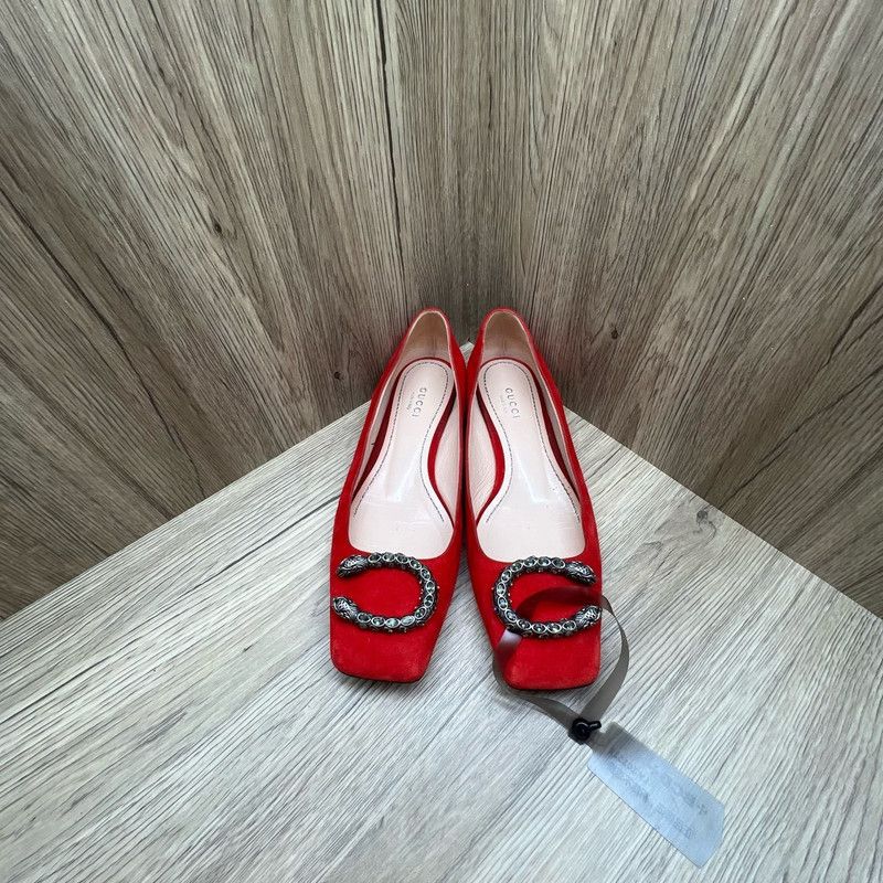 Gucci Classic Red Leather Double Tiger Flat Shoes 0079