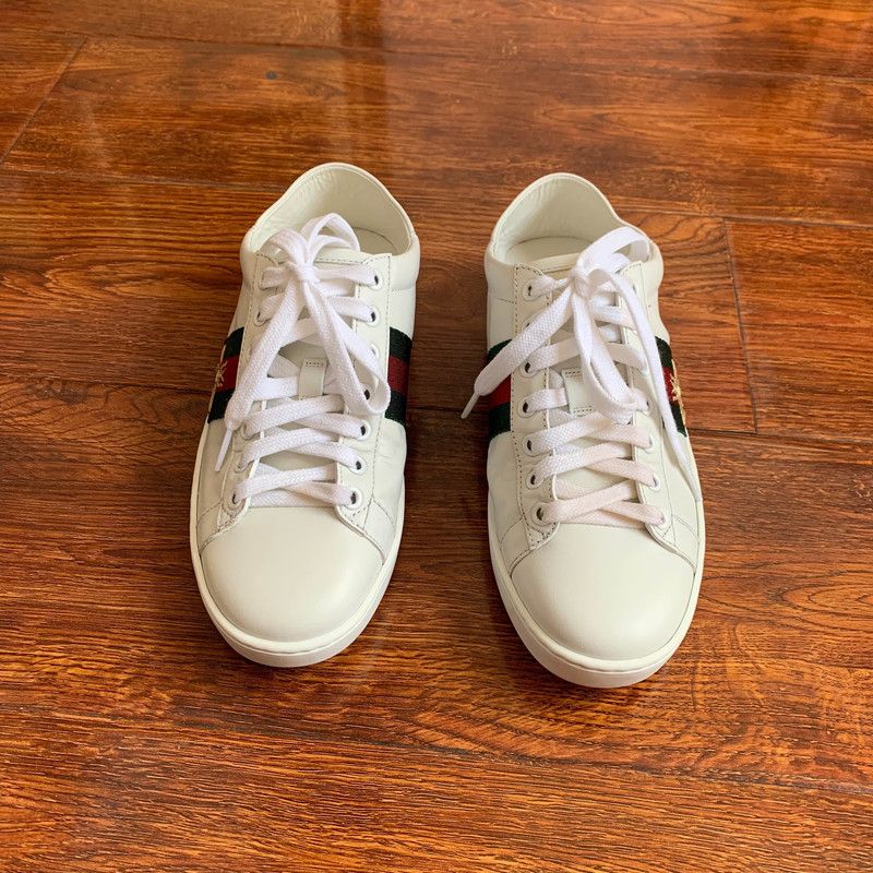 Gucci Gucci Ace Leather Bee Low-Top Sneakers 0079 Size US 6.5 / EU 39-40 - 4 Thumbnail