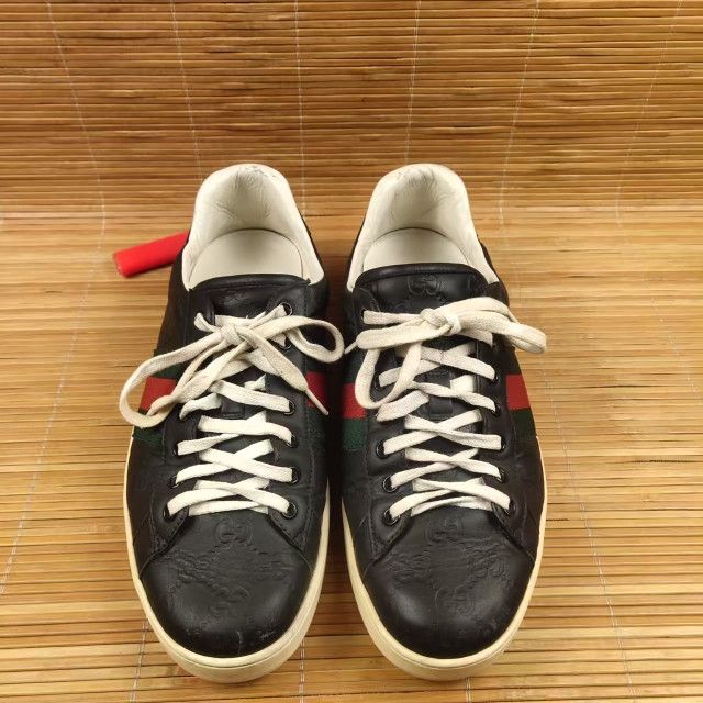 Gucci Gucci Ace Signature Black Fashion Sneakers 0079 Size US 9.5 / EU 42-43 - 2 Thumbnail