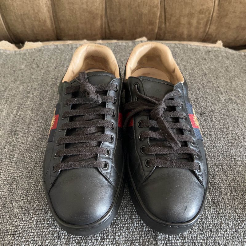 Gucci Gucci Ace Black Bee Embroidery Sneakers 0079 Size US 8.5 / EU 41-42 - 2 Thumbnail