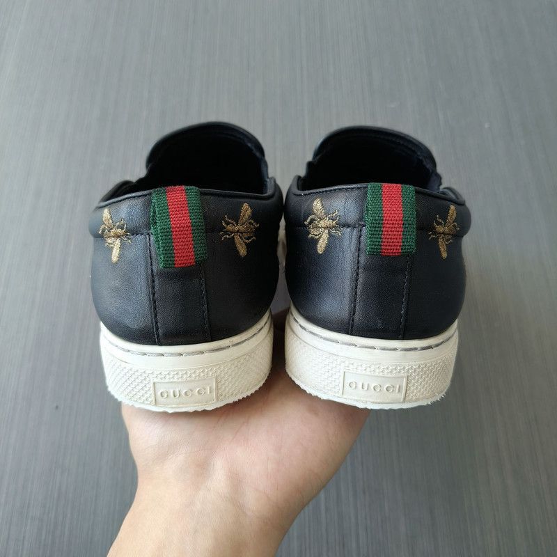 Gucci Gucci Black Leather Bee Embroidery Slip-Ons 0079 Size US 9.5 / EU 42-43 - 3 Thumbnail