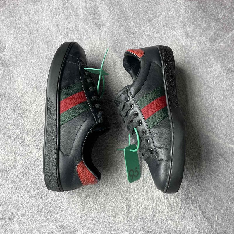 Gucci Gucci Ace Black Striped Low-Top Sneakers 0079 Size US 8.5 / EU 41-42 - 7 Thumbnail