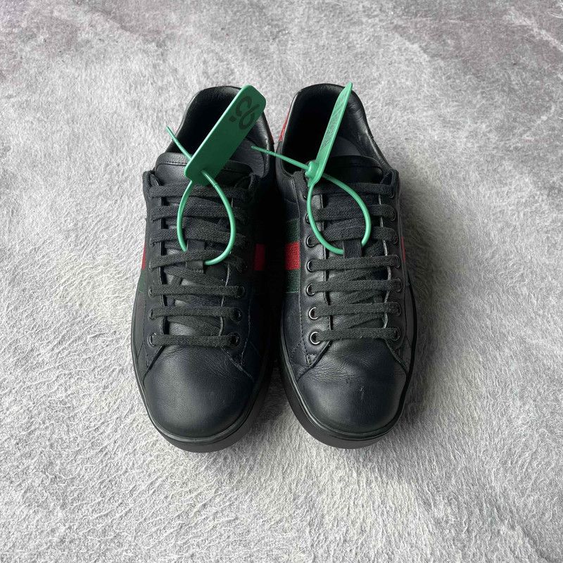 Gucci Gucci Ace Black Striped Low-Top Sneakers 0079 Size US 8.5 / EU 41-42 - 2 Thumbnail