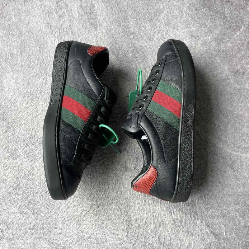 Gucci Gucci Ace Black Striped Low-Top Sneakers 0079 Size US 8.5 / EU 41-42 - 8 Thumbnail