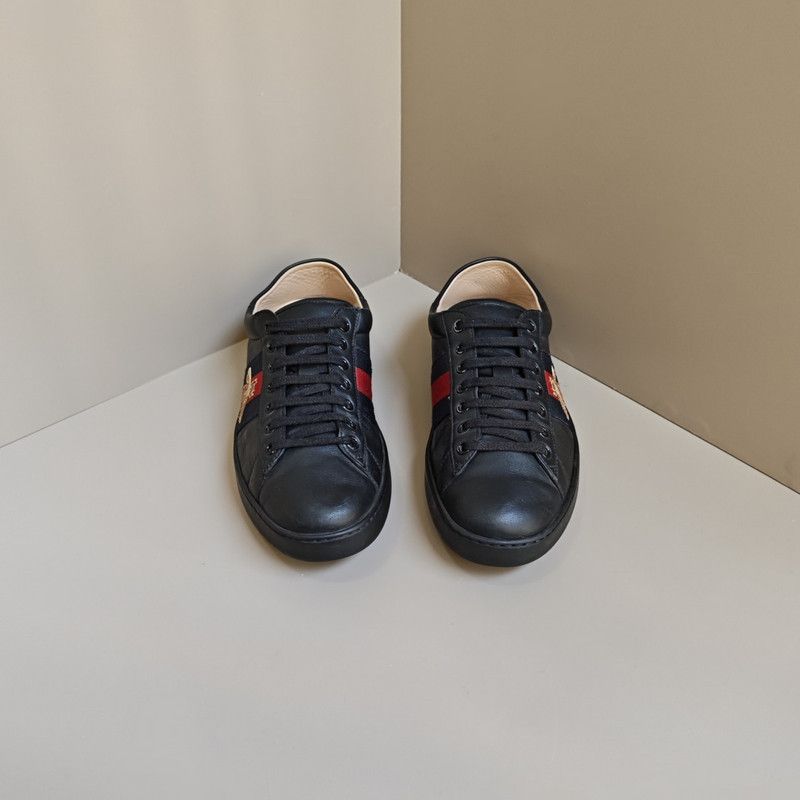 Gucci Gucci Black Leather Bee Embroidered Sneakers 0079 Size US 9.5 / EU 42-43 - 2 Thumbnail