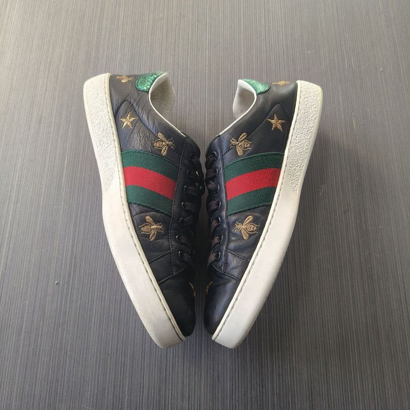 Gucci Gucci Ace Canvas Bee Embroidered Low Sneakers 0079 Size US 8 / EU 41 - 10 Thumbnail