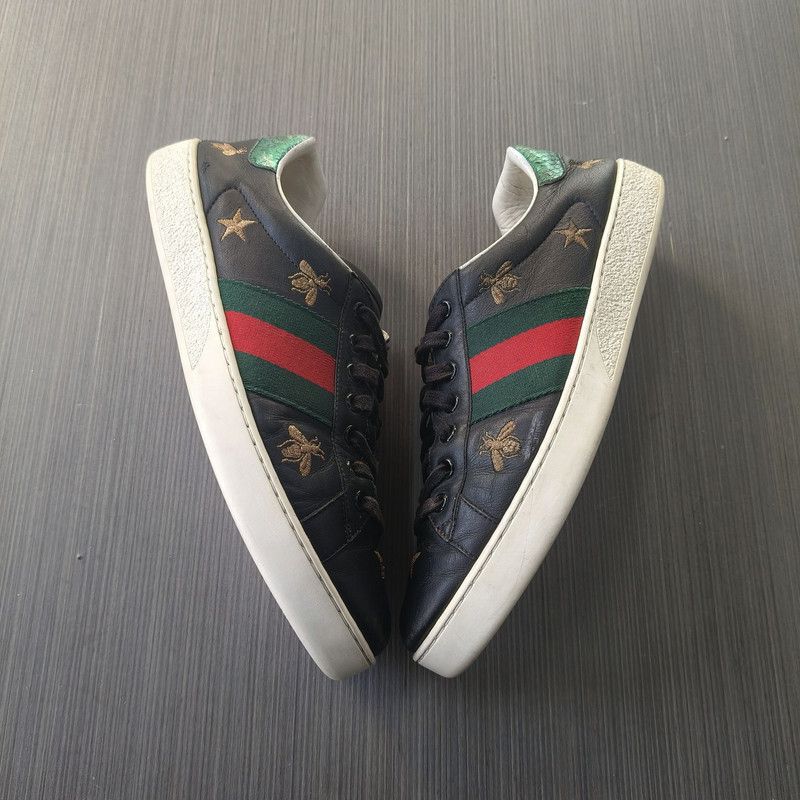 Gucci Gucci Ace Canvas Bee Embroidered Low Sneakers 0079 Size US 8 / EU 41 - 11 Thumbnail