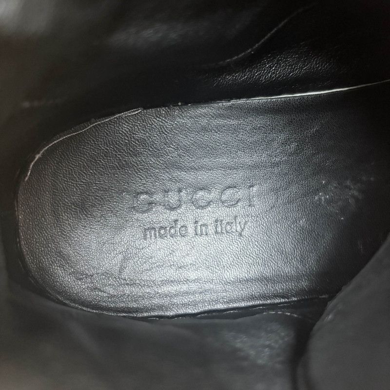 Gucci Gucci Black Leather High-Top Sneakers with Text 0079 Size US 8.5 / EU 41-42 - 7 Thumbnail