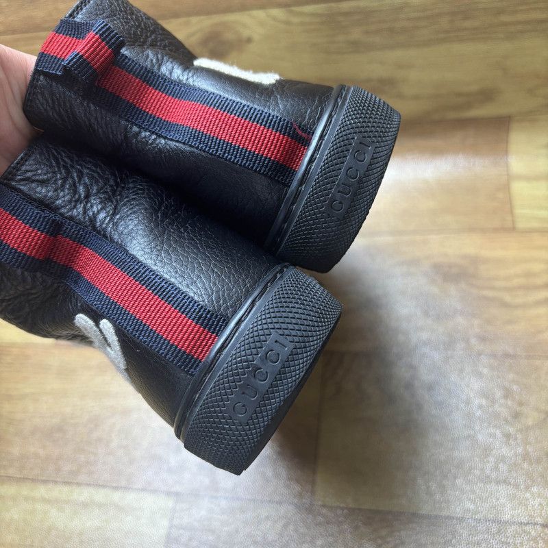 Gucci Gucci Black Leather High-Top Sneakers with Text 0079 Size US 8.5 / EU 41-42 - 6 Thumbnail