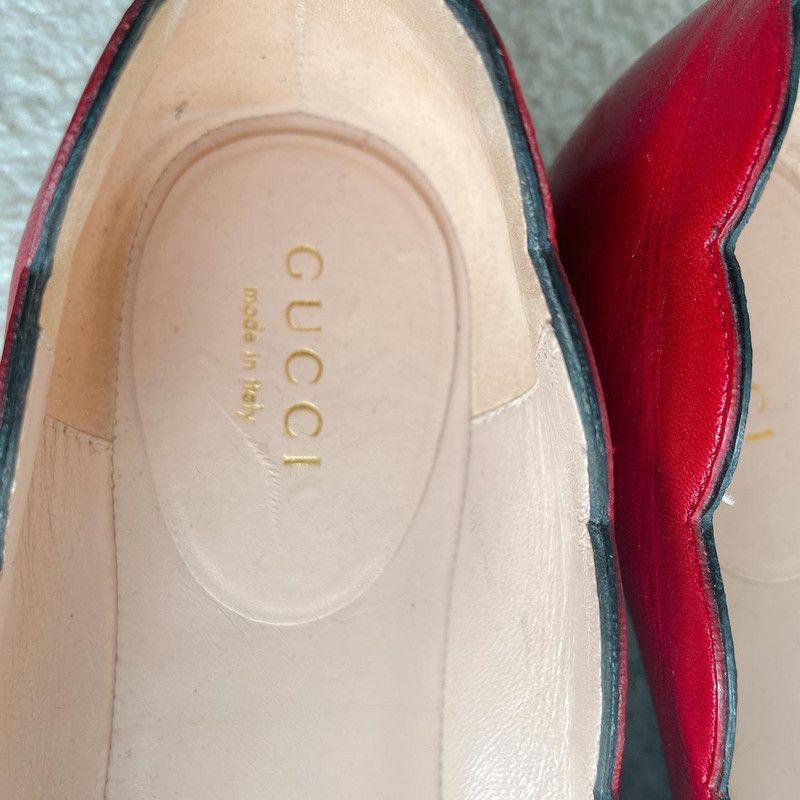 Gucci Gucci Red Leather Fashion Flats with Pearls 0079 Size US 6.5 / EU 39-40 - 8 Thumbnail