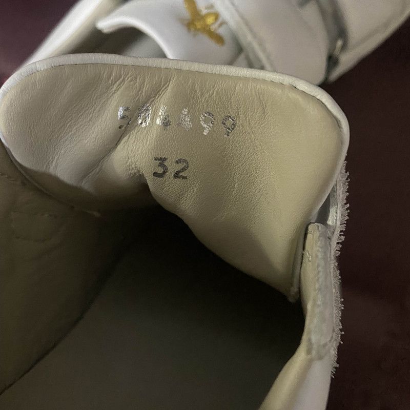 Gucci Gucci Kids ACE White Leather Bee Sneakers 0079 Size US 13 / EU 46 - 5 Thumbnail