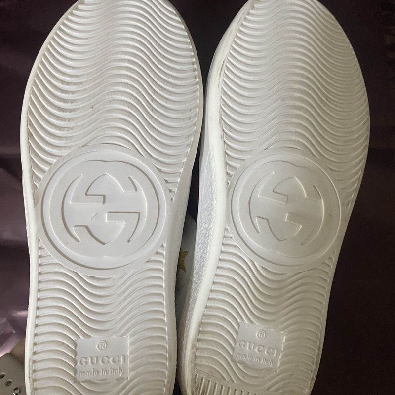 Gucci Gucci Kids ACE White Leather Bee Sneakers 0079 Size US 13 / EU 46 - 4 Thumbnail