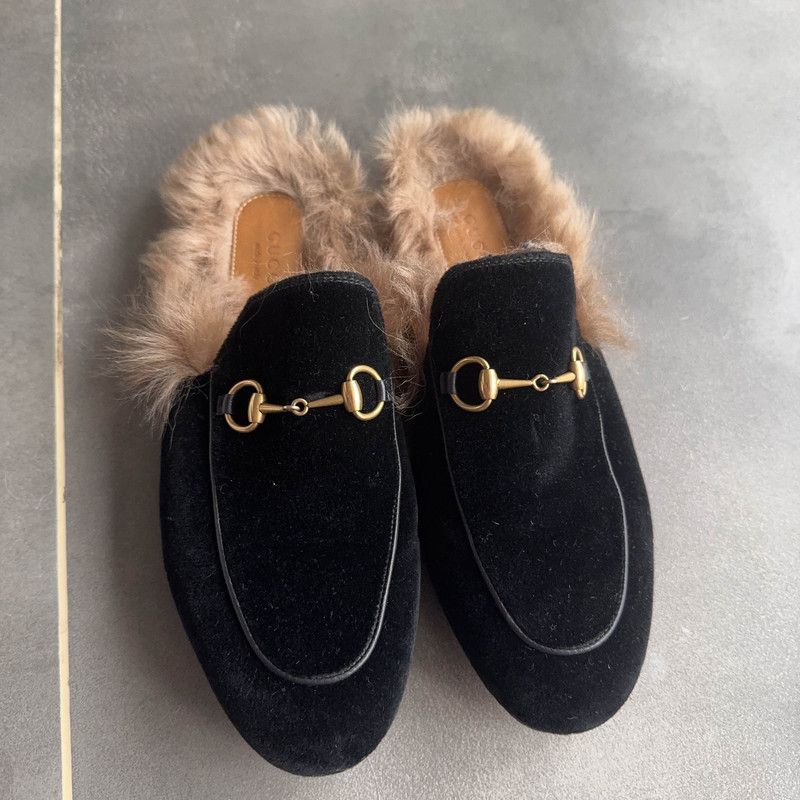 Gucci Gucci Black Fur-Lined Mule Slippers 0079 Size US 7.5 / EU 40-41 - 2 Thumbnail