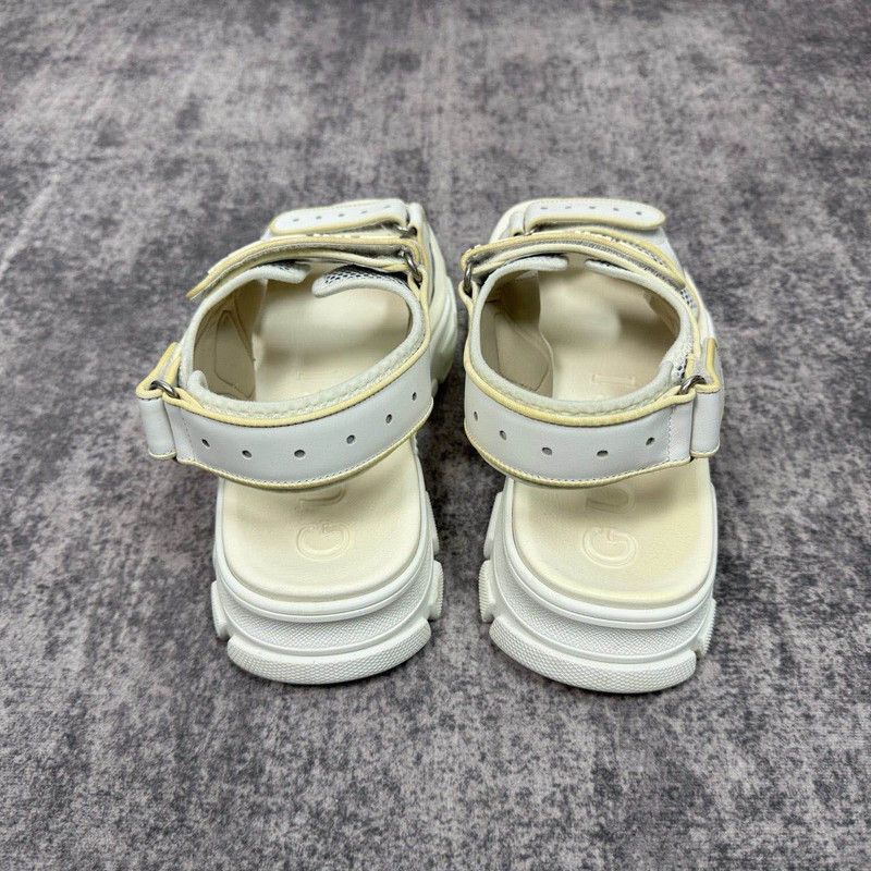 Gucci Gucci White Leather Mesh Velcro Flat Sandals 0079 Size US 8.5 / EU 41-42 - 3 Thumbnail