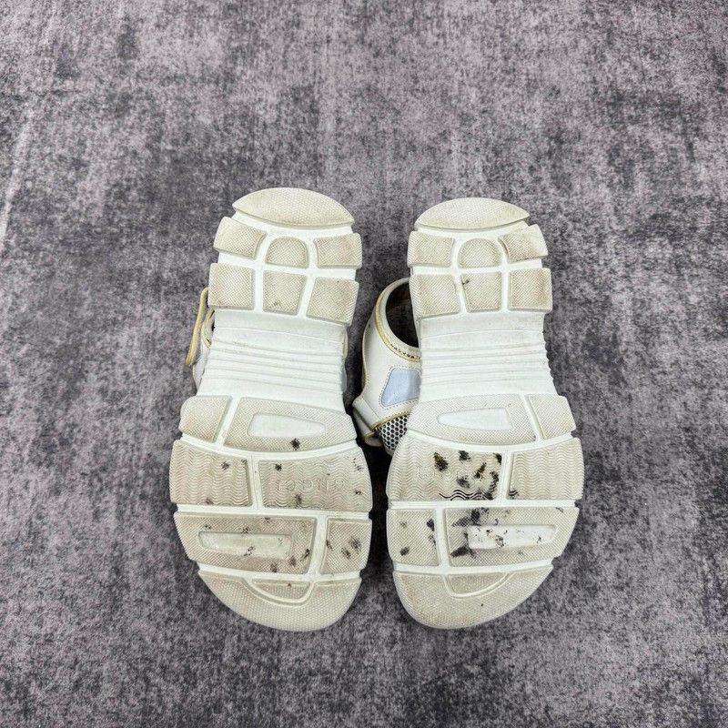 Gucci Gucci White Leather Mesh Velcro Flat Sandals 0079 Size US 8.5 / EU 41-42 - 4 Thumbnail