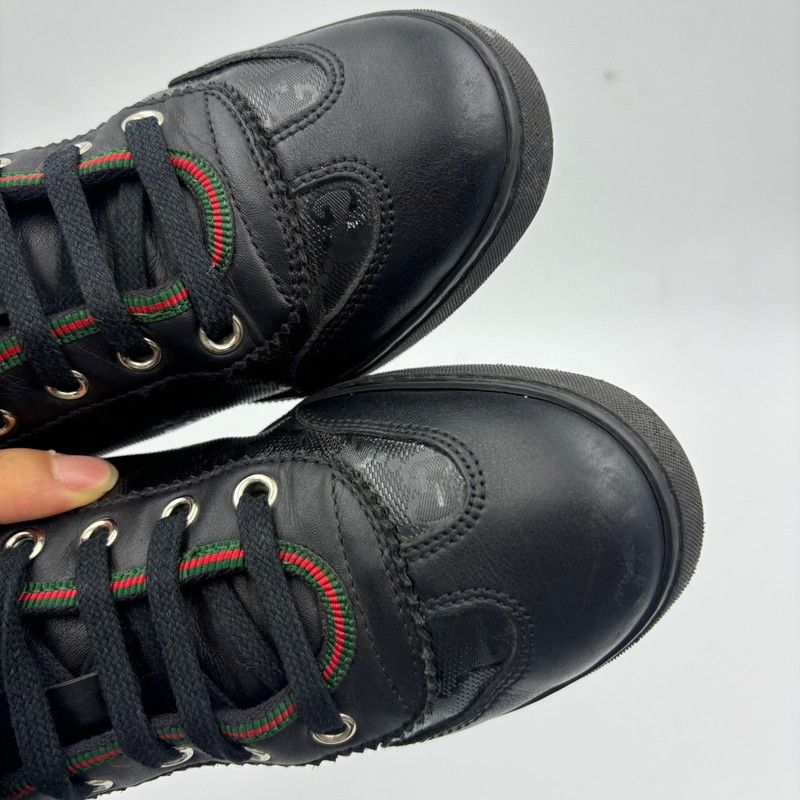 Gucci Gucci Stylish Black Leather Sneakers 0079 Size US 5.5 / EU 38 - 7 Thumbnail