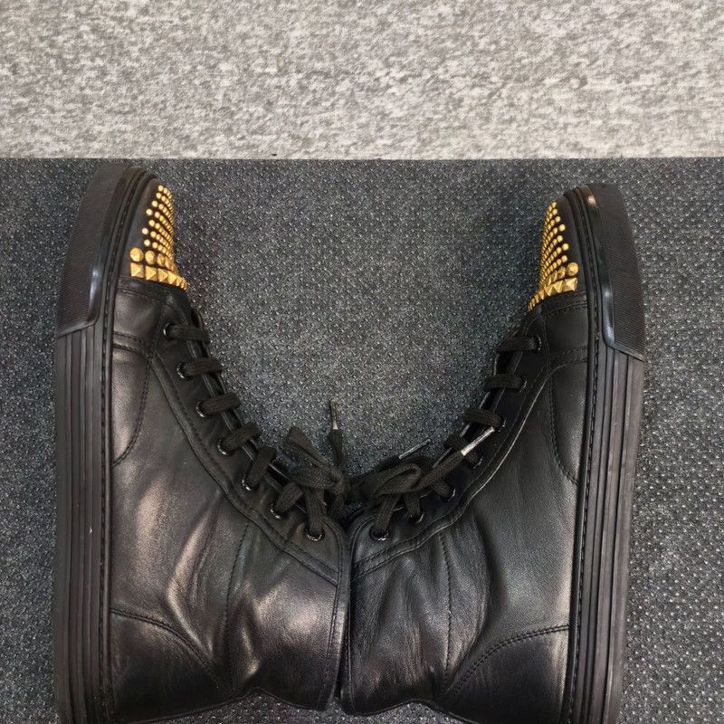 Gucci Gucci Black High-Top Sneakers with Gold Studs 0079 Size US 7.5 / EU 40-41 - 10 Thumbnail