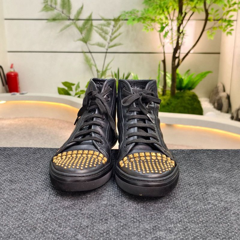 Gucci Gucci Black High-Top Sneakers with Gold Studs 0079 Size US 7.5 / EU 40-41 - 2 Thumbnail