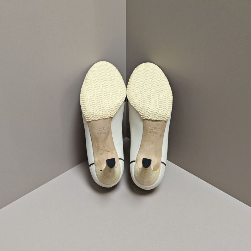 Gucci Gucci White Heeled Shoes with Logo Detail 0079 Size US 7.5 / EU 40-41 - 4 Thumbnail