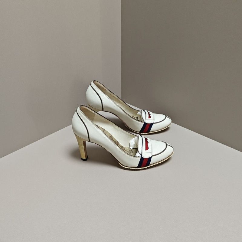 Gucci Gucci White Heeled Shoes with Logo Detail 0079 Size US 7.5 / EU 40-41 - 7 Thumbnail