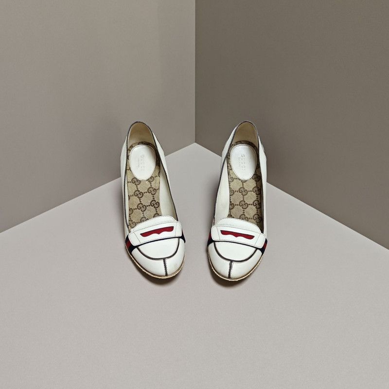 Gucci Gucci White Heeled Shoes with Logo Detail 0079 Size US 7.5 / EU 40-41 - 2 Thumbnail