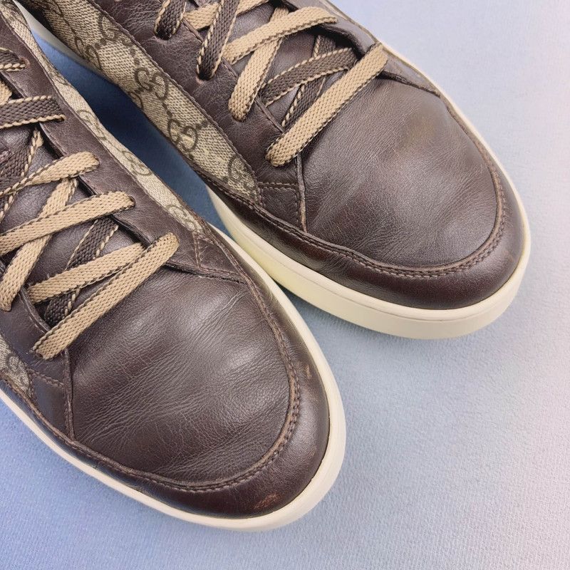Gucci Gucci Brown Leather High-Top Sneakers 0079 Size US 9.5 / EU 42-43 - 7 Thumbnail