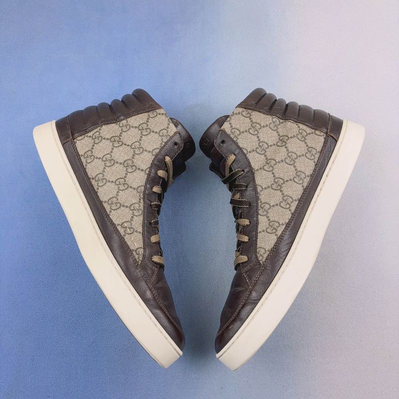 Gucci Gucci Brown Leather High-Top Sneakers 0079 Size US 9.5 / EU 42-43 - 9 Thumbnail