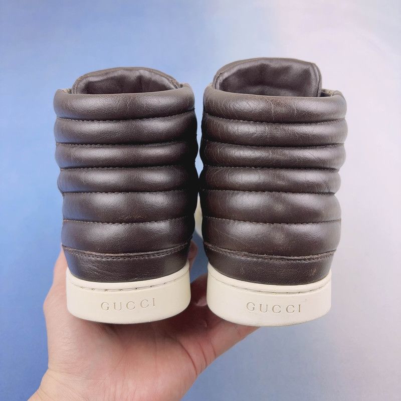 Gucci Gucci Brown Leather High-Top Sneakers 0079 Size US 9.5 / EU 42-43 - 3 Thumbnail