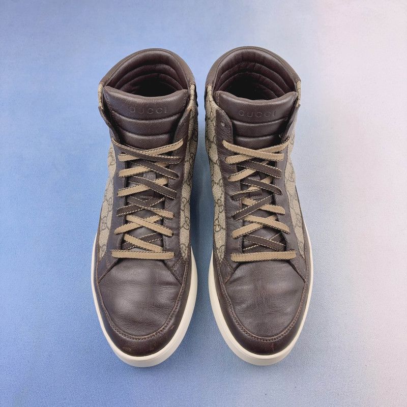 Gucci Gucci Brown Leather High-Top Sneakers 0079 Size US 9.5 / EU 42-43 - 2 Thumbnail
