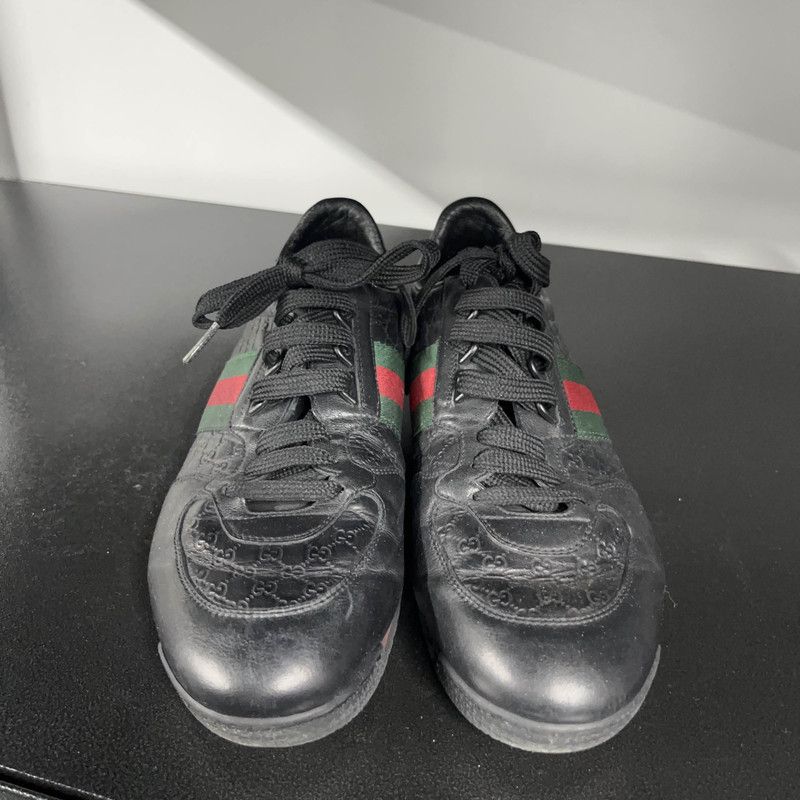 Gucci Gucci Black Leather Sport Casual Sneakers 0079 Size US 7.5 / EU 40-41 - 2 Thumbnail