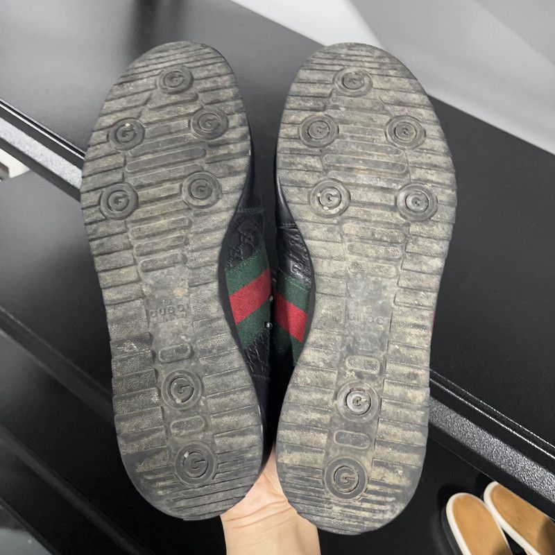 Gucci Gucci Black Leather Sport Casual Sneakers 0079 Size US 7.5 / EU 40-41 - 4 Thumbnail