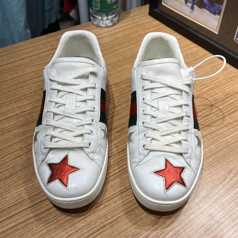 Gucci Gucci Ace Stars White Fashion Sneakers 0079 Size US 8.5 / EU 41-42 - 2 Thumbnail