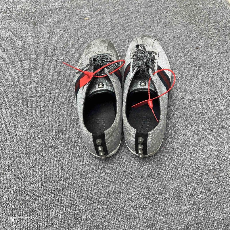 Gucci Gucci ACE Silver Glitter Low-Top Sneakers 0079 Size US 9.5 / EU 42-43 - 3 Thumbnail