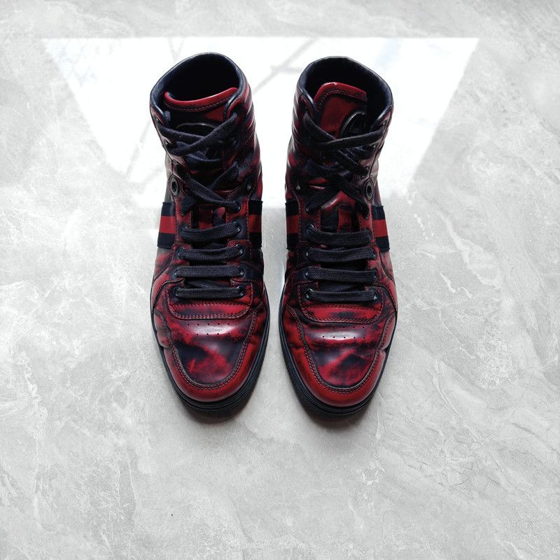 Gucci Gucci High-Top Sneakers in Red and Black 0079 Size US 8.5 / EU 41-42 - 2 Thumbnail