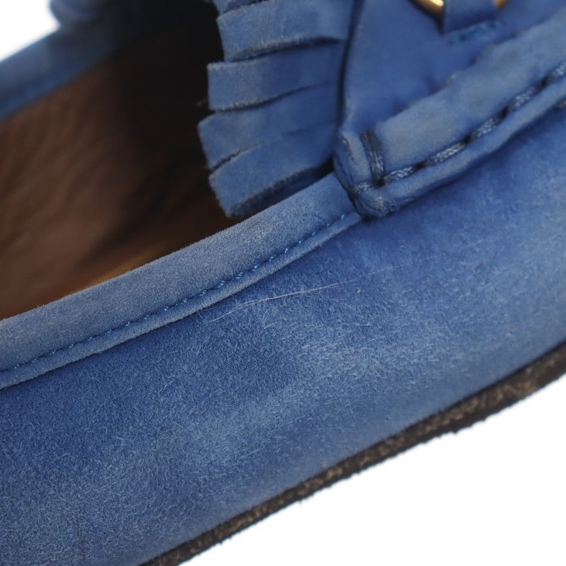Gucci Gucci Blue Leather Fringed Loafers with Metal Detail 0079 Size US 6.5 / EU 39-40 - 10 Thumbnail