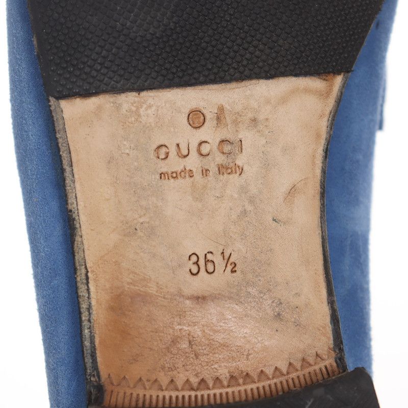Gucci Gucci Blue Leather Fringed Loafers with Metal Detail 0079 Size US 6.5 / EU 39-40 - 5 Thumbnail