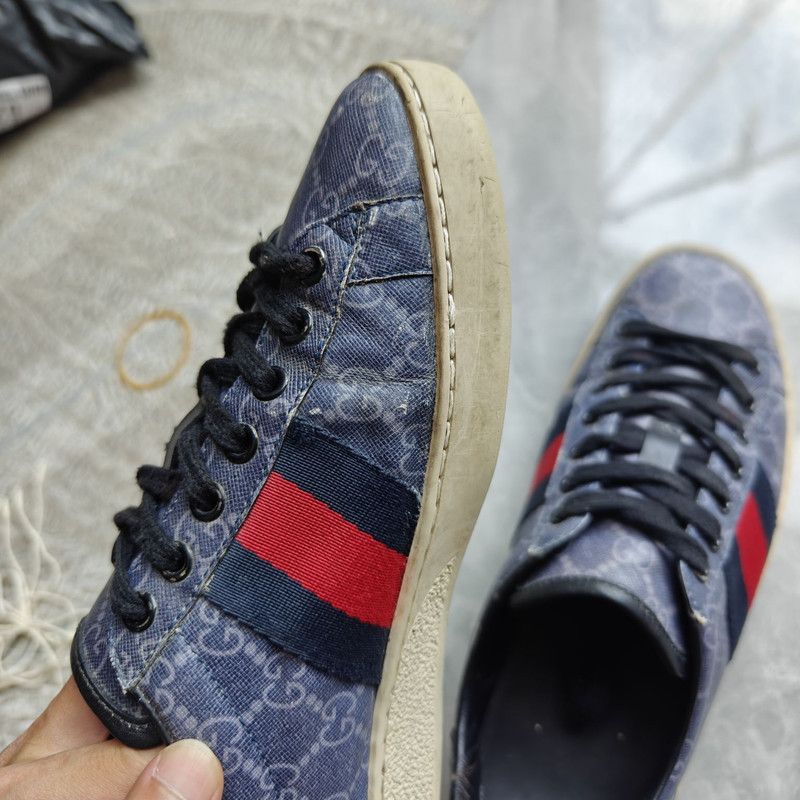 Gucci Gucci Ace Canvas Leather Sneakers for Men 0079 Size US 7 / EU 40 - 9 Thumbnail